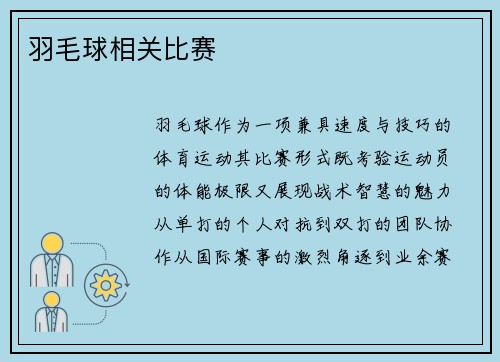 羽毛球相关比赛